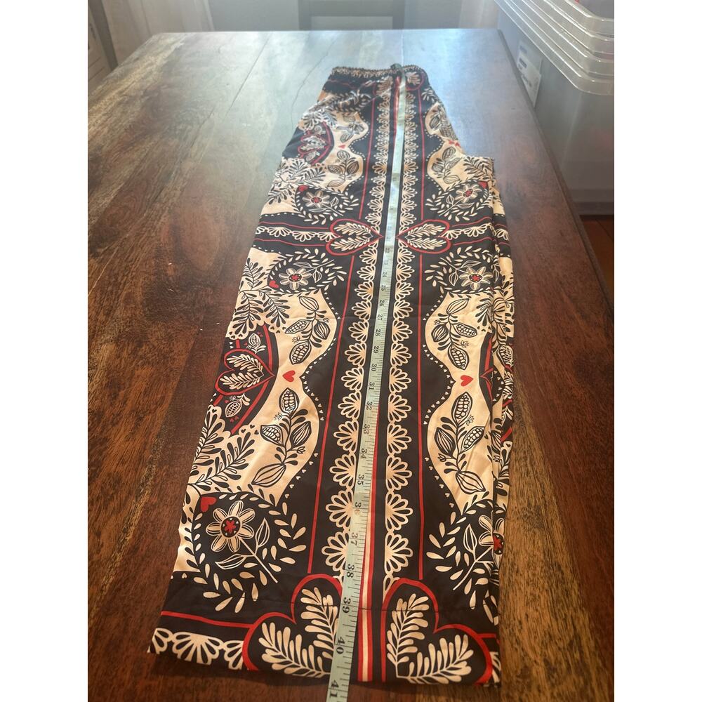 Women’s Wide Leg Printed Palazzo Pants - Black Floral- Medium - Picture 7 of 7
